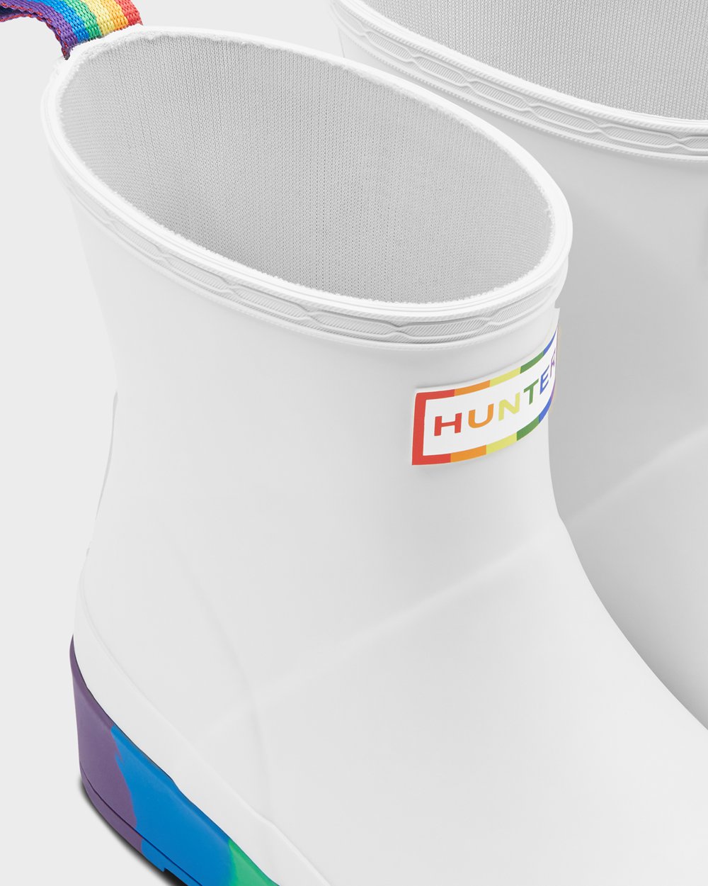 Women Hunter Original Pride Flatform Rain | Play Boots White | NZ-87405-BOMF